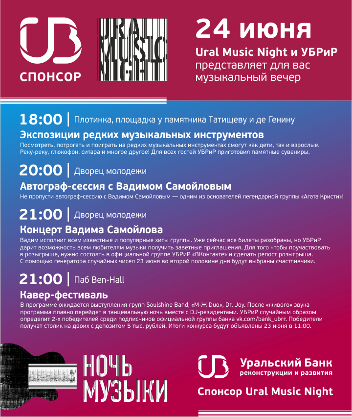 УБРиР поддержал фестиваль «Ночь музыки» - «Пресс-релизы»